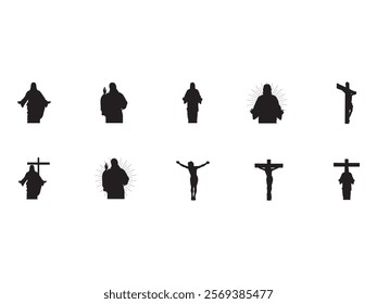 Jesus Silhouet Design Element Set