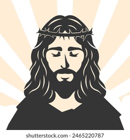 Jesus silhouette. Jesus isolated on white background. Jesus face silhouette. Vector illustration. hand drawn. black silhouette of Jesus Christ.