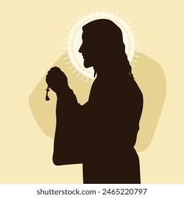 Jesus silhouette. Jesus isolated on white background. Jesus face silhouette. Vector illustration. hand drawn. black silhouette of Jesus Christ.