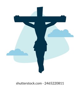 Jesus silhouette. Jesus isolated on white background. Jesus face silhouette. Vector illustration. hand drawn. black silhouette of Jesus Christ.