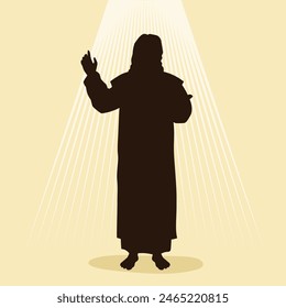 Jesus silhouette. Jesus isolated on white background. Jesus face silhouette. Vector illustration. hand drawn. black silhouette of Jesus Christ.