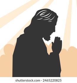 Jesus silhouette. Jesus isolated on white background. Jesus face silhouette. Vector illustration. hand drawn. black silhouette of Jesus Christ.