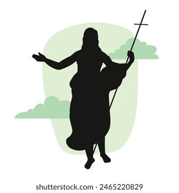 Jesus silhouette. Jesus isolated on white background. Jesus face silhouette. Vector illustration. hand drawn. black silhouette of Jesus Christ.