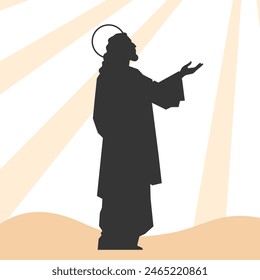 Jesus silhouette. Jesus isolated on white background. Jesus face silhouette. Vector illustration. hand drawn. black silhouette of Jesus Christ.