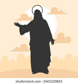 Jesus silhouette. Jesus isolated on white background. Jesus face silhouette. Vector illustration. hand drawn. black silhouette of Jesus Christ.