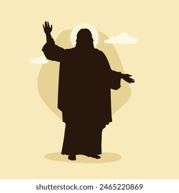 Jesus silhouette. Jesus isolated on white background. Jesus face silhouette. Vector illustration. hand drawn. black silhouette of Jesus Christ.