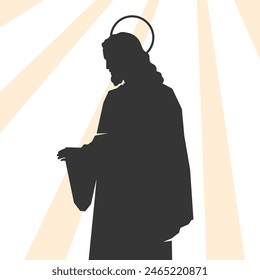 Jesus silhouette. Jesus isolated on white background. Jesus face silhouette. Vector illustration. hand drawn. black silhouette of Jesus Christ.