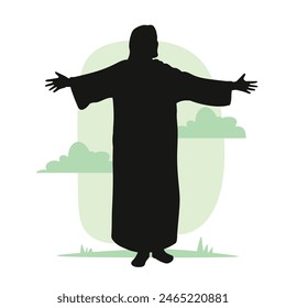 Jesus silhouette. Jesus isolated on white background. Jesus face silhouette. Vector illustration. hand drawn. black silhouette of Jesus Christ.