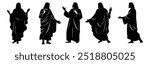 Jesus Silhouette Set. Flat Vector Illustration