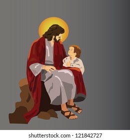 Jesus sitting with a child