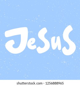 Jesus. Sticker for social media content. Vector hand drawn illustration design. Bubble pop art comic style poster, t shirt print, post card, video blog cover