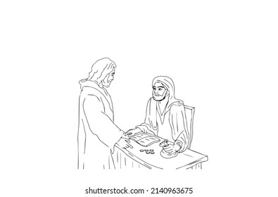 Jesus and the tax collector, Vector.