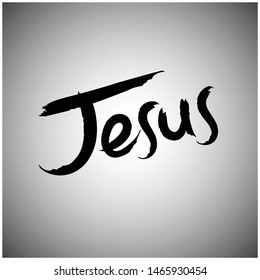 Jesus Text Logo Drew Brush Stock Vector (Royalty Free) 1465930454