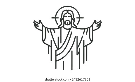 Jesus thin line icon, Christianity, Vector illustration on white background