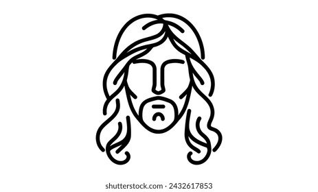 Jesus thin line icon, Christianity, Vector illustration on white background
