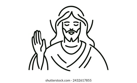 Jesus thin line icon, Christianity, Vector illustration on white background