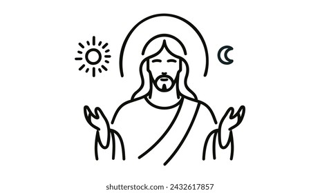 Jesus thin line icon, Christianity, Vector illustration on white background