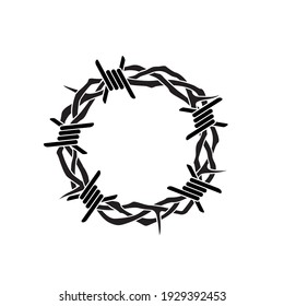 jesus thorn crown with barbed wire isolated on white background
