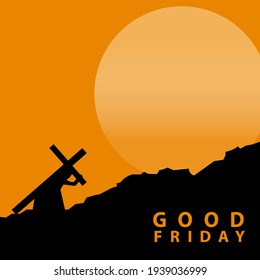 Jesus took up the cross On Golgota Hill Illustration Vector. Good Friday