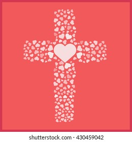 Jesus true love. Cross. Heart. Love. Vector illustration