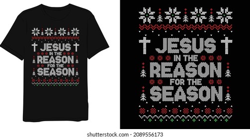 Jesus Ugly Christmas Sweater T-shirt Design