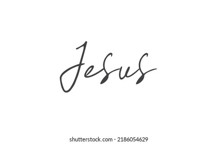 Jesus vector calligraphy lettering. Faith in the lord religious banner. Praise.