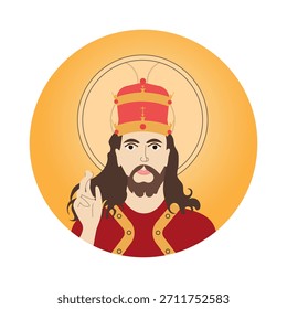 Ilustración vectorial de Jesús, dibujo de Cristo aislado sobre fondo blanco