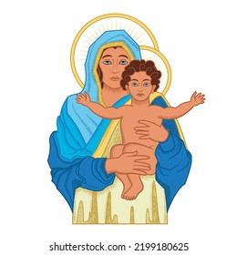 Jesus Virgin Mary Color Composition Isolated Stock Vector (Royalty Free ...