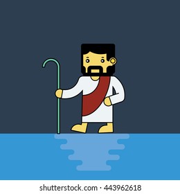 Jesus walking on water.