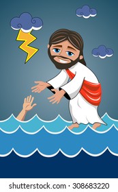  Jesus walking on water sea saving disciple