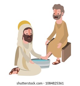 Jesus washing the feet of an apostle