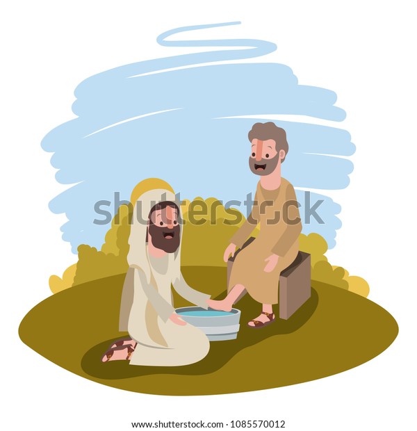 Jesus Washing Feet Apostle Camp Stock Vector (Royalty Free) 1085570012 ...