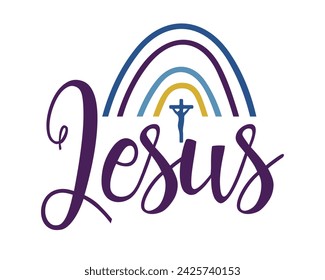 Jesus word Christian saying phrase retro boho minimal typographic art on white background