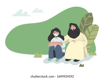 Jesus and the young women White background used for media design It is a vector image style.