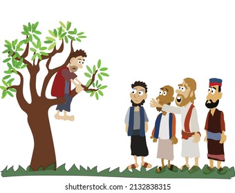 Jesus und Zacchaeus Cartographie-Vektorgrafik 