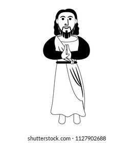 Jesuschrist Cartoon Isolated Black White Stock Vector (Royalty Free ...