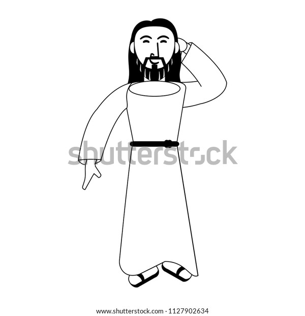 Jesuschrist Cartoon Isolated Black White Stock Vector (Royalty Free ...