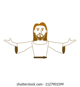 Jesuschrist cartoon isolated in yellow lines