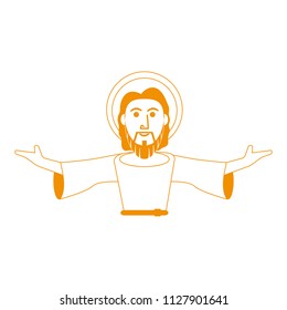 Jesuschrist cartoon isolated in yellow lines
