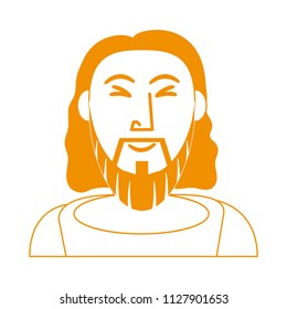 Jesuschrist face cartoon in yellow lines