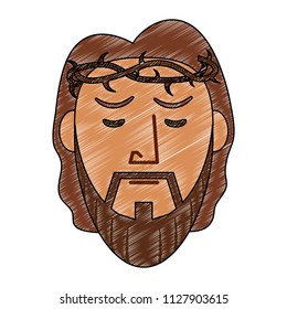 Jesuschrist face with thorns crown scribble