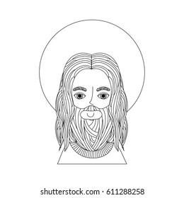 jesuschrist with halo character religious icon vector illustration design