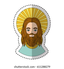 jesuschrist with halo character religious icon vector illustration design