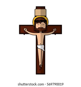 jesuschrist on the cross avatar character icon vector illustration design