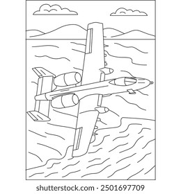 jet aircraft coloring book page for kids and adults creative coloring mindful relaxation activity