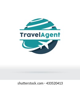  Jet Aircraft with Globe symbol for Travel Agency, Tour company, Air Ticket Agency.