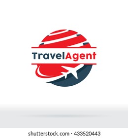 Jet Aircraft with Globe symbol for Travel Agency, Tour company, Air Ticket Business.