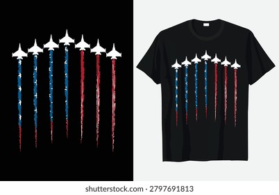 Jet Aircraft Pattern Inspired By The American Flag Vector Illustration