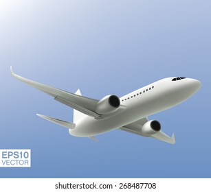 Jet airliner plane during the flight. Vector