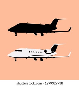 jet airliner set ,  vector illustration, flat style, profile side